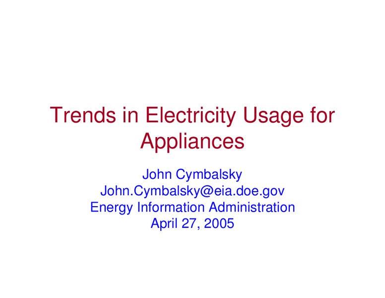 Trends in Electricity Usage for Appliances – EIA – slide 1