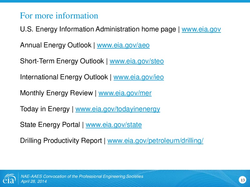 Outlook for US oil and gas – EIA – slide 13