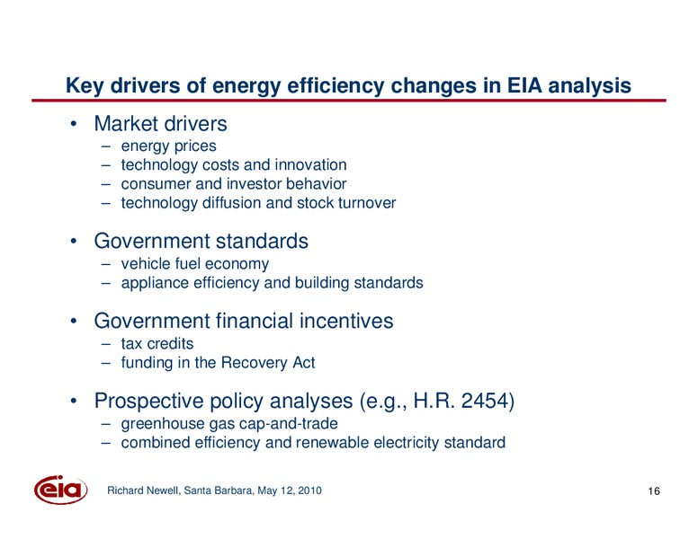 Santa Barbara Summit on Energy Efficiency – EIA – slide 16