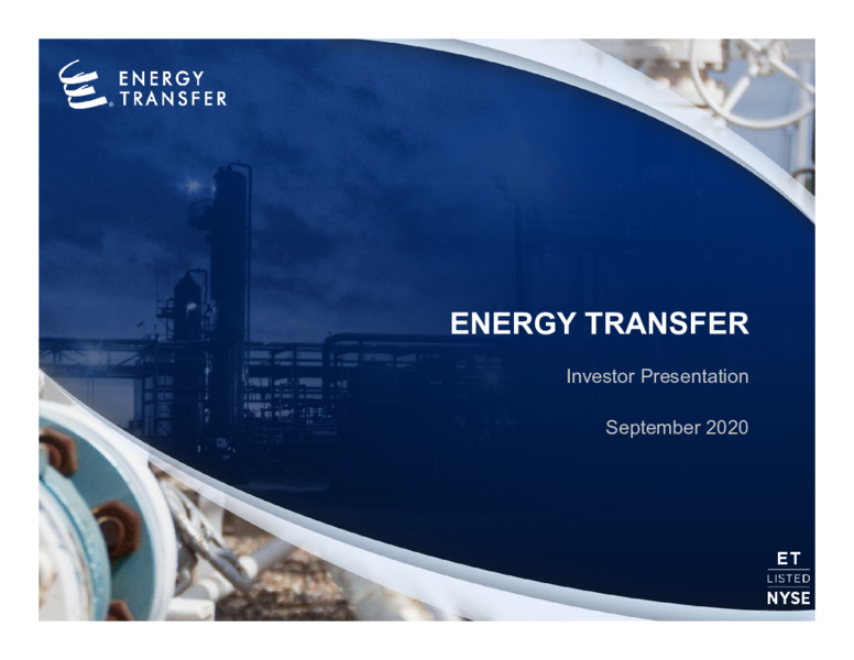 September 2020 Investor Presentation – Energy Transfer LP – slide 1