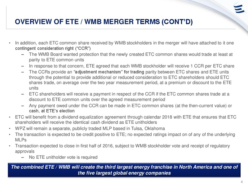 Williams Acquisition – Energy Transfer – slide 3