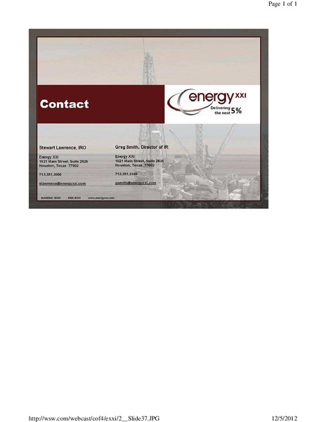 Capital One Southcoast 2012 Energy Conference – Energy XXI Gulf Coast, Inc – slide 37