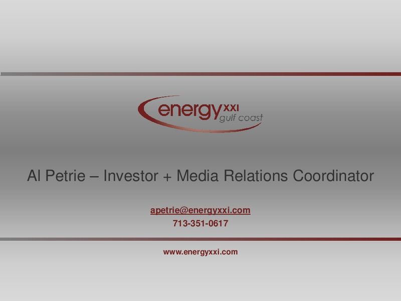 April 2017 Investor Presentation – Energy XXI Gulf Coast, Inc – slide 29