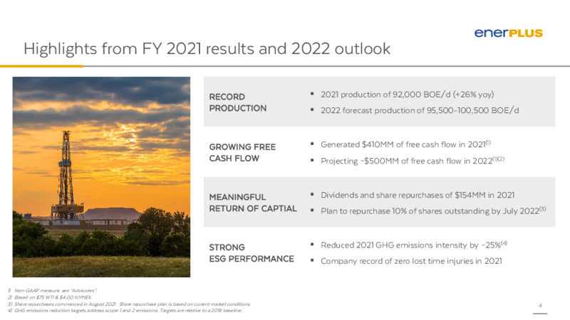 4Q 2021 Earnings Presentation – Enerplus Corp – slide 3