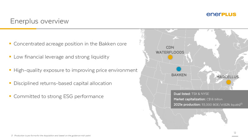 Williston Basin Acquisition   April 2021 – Enerplus Corp – slide 11