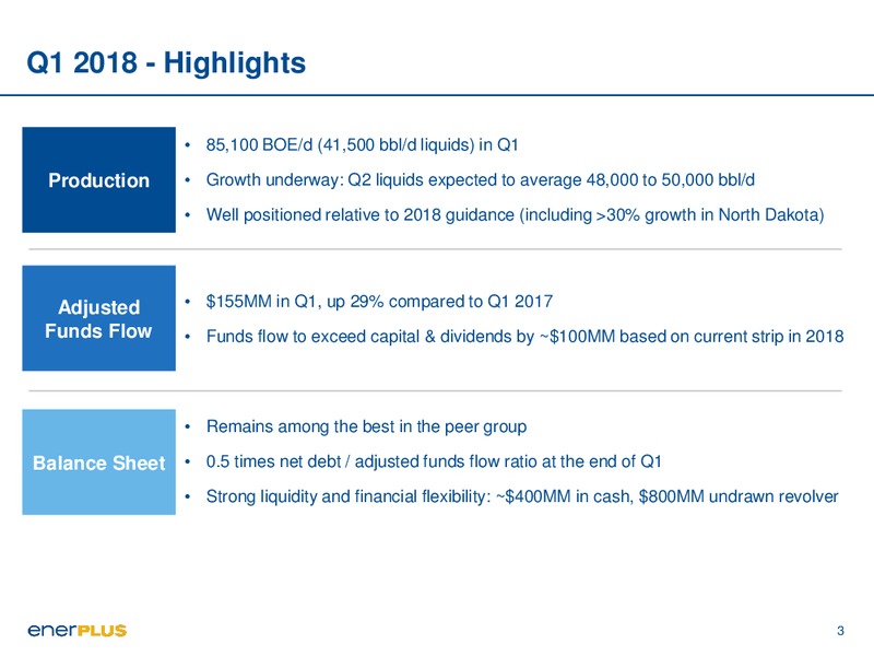 1Q 2018 Earnings Presentation – Enerplus Corp – slide 3