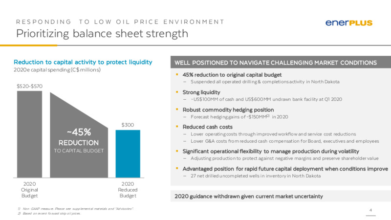 1Q 2020 Earnings Results – Enerplus Corp – slide 3