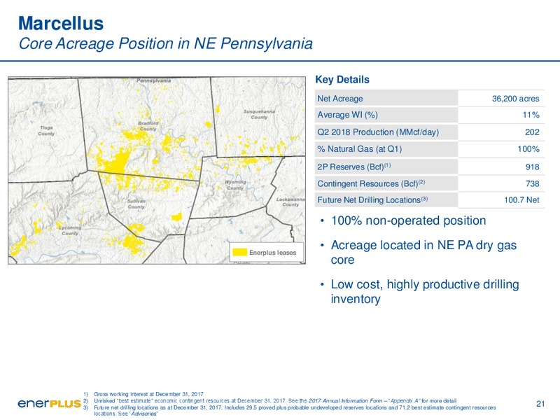 August 2018 Corporate Presentation – Enerplus Corp – slide 21
