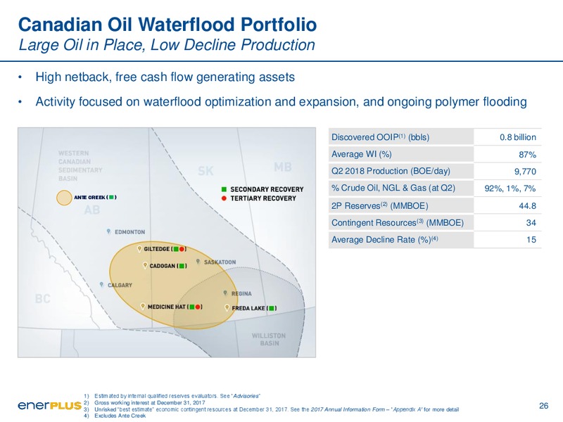 August 2018 Corporate Presentation – Enerplus Corp – slide 26