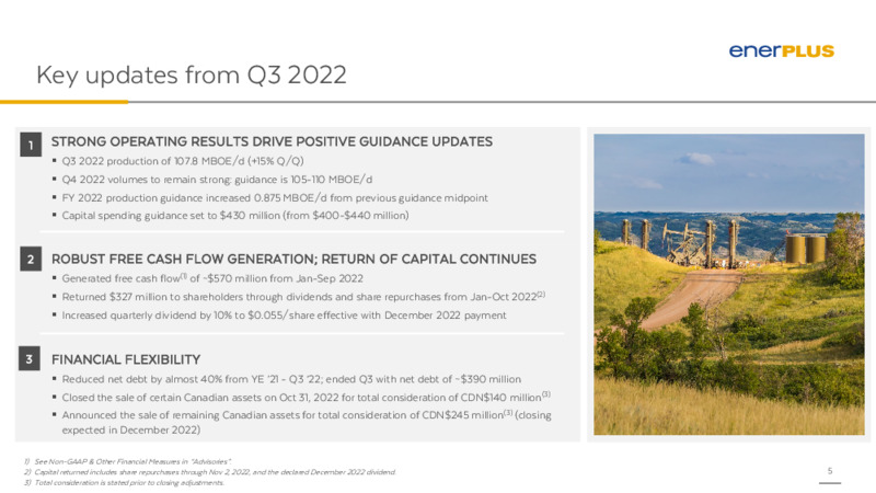 3Q 2022 Earnings Presentation – Enerplus Corp – slide 4