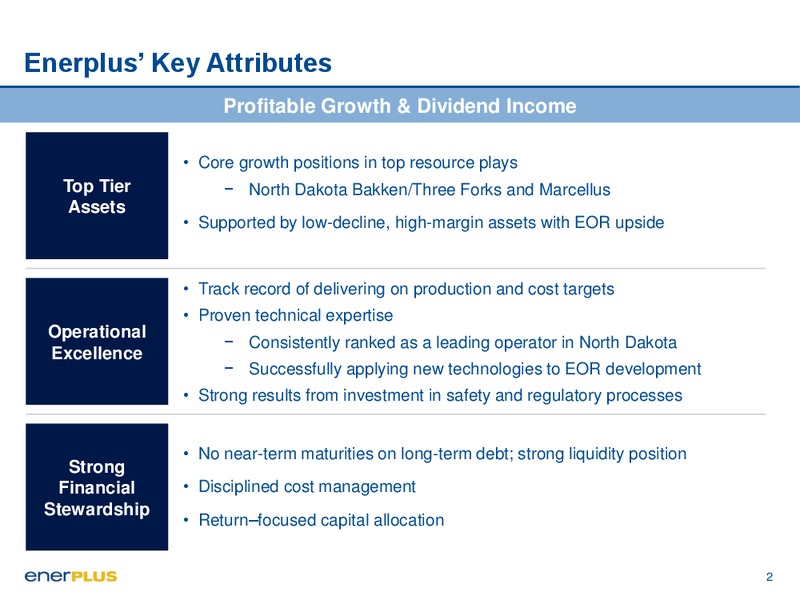 March 2016 Investor Update – Enerplus Corp – slide 2
