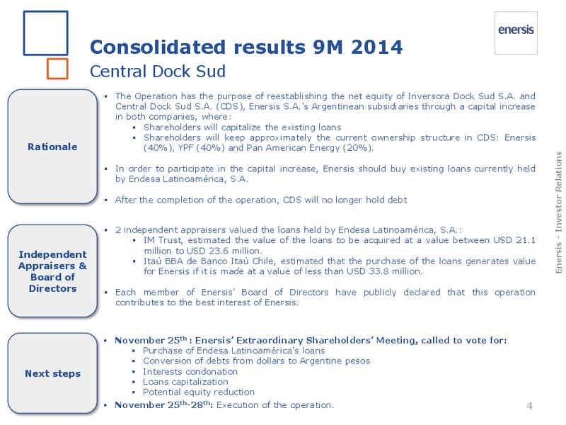 2014 results – Enersis – slide 4