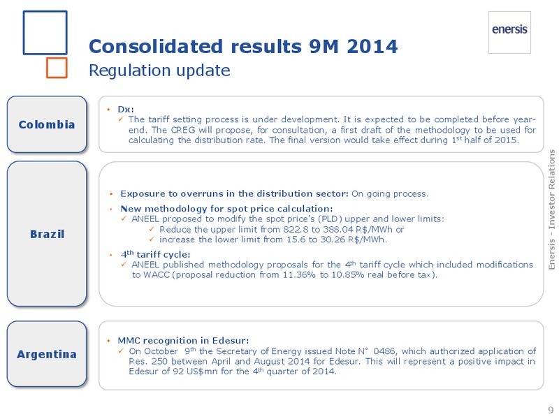 2014 results – Enersis – slide 9