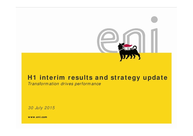 Q2 2015 Earnings Call – Eni S.P.A – slide 1
