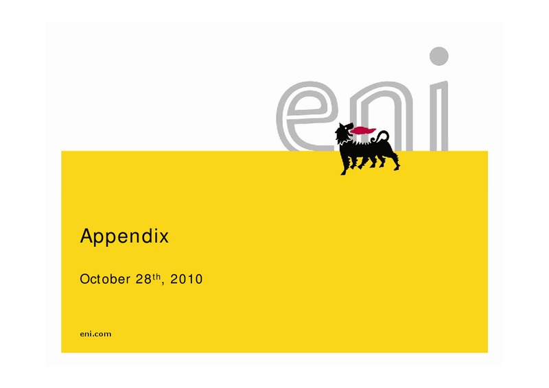 Q3 2010 EARNINGS CALL – Eni S.P.A – slide 10