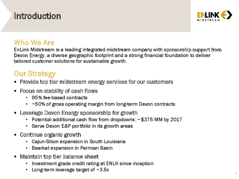 CITI ONE ON ONE MLP AND MIDSTREAM INFRASTRUCTURE CONFERENCE – Enlink Midstream Partners Lp – slide 3