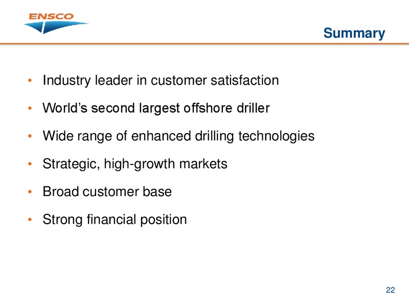PARETOS ANNUAL OIL AND OFFSHORE CONFERENCE – Ensco Plc – slide 21
