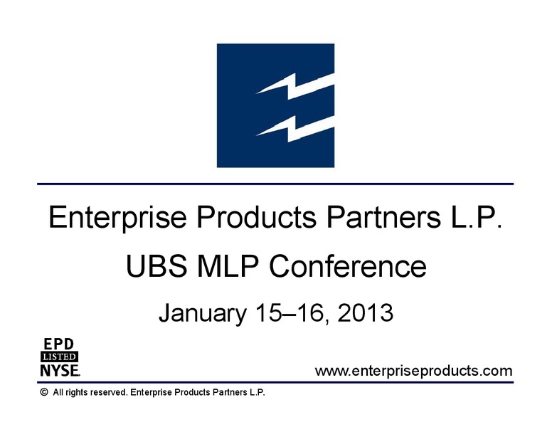 UBS MLP Conference – Enterprise Products Partners LP – slide 1