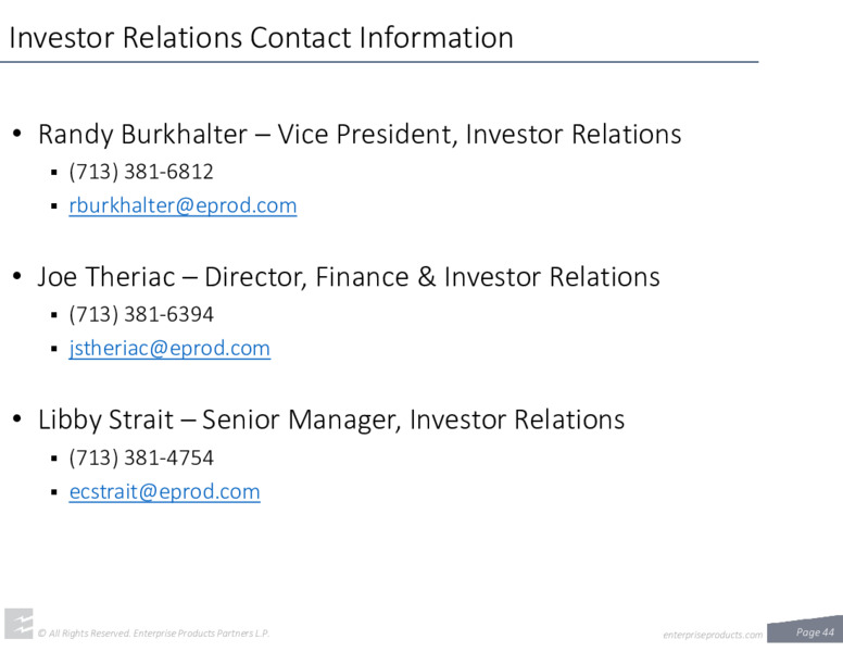 February 2021 Investor Presentation – Enterprise Products Partners LP – slide 43