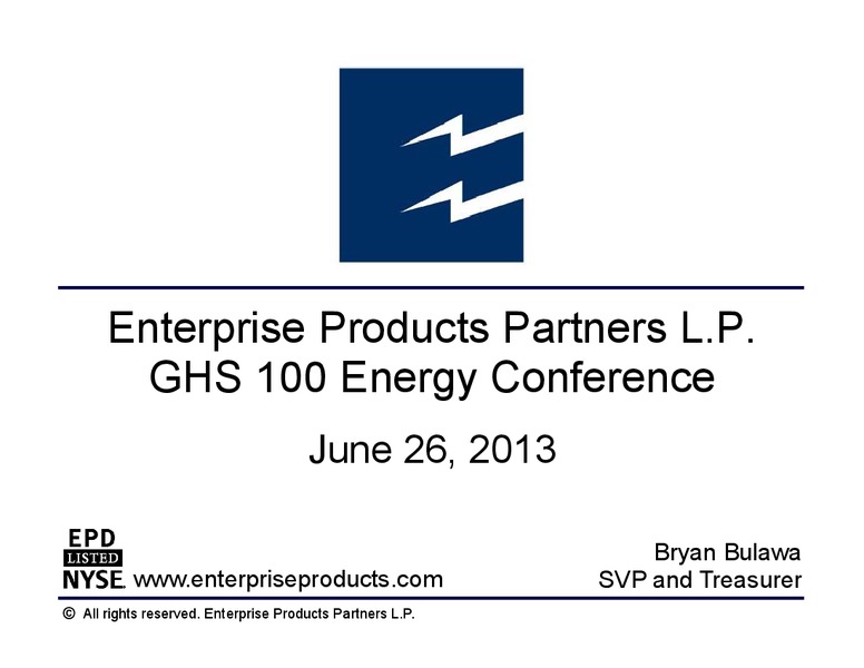 GHS 100 Energy Conference – Enterprise Products Partners LP – slide 1