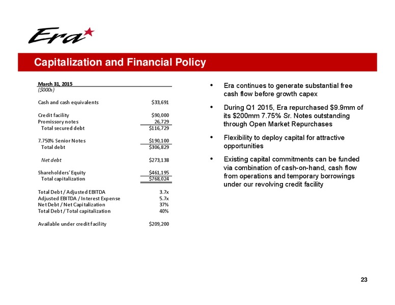 Q1 2015 EARNINGS PRESENTATION – Era Helicopters – slide 22