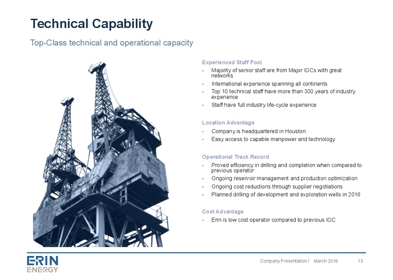 Company Presentation April 2016 – Erin Energy Corp. – slide 12