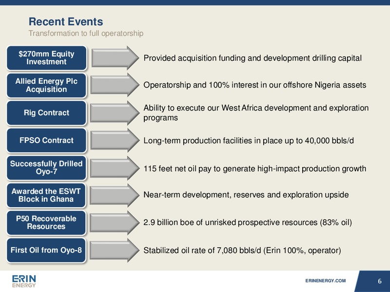 JUNE 2015 INVESTOR PRESENTATION – Erin Energy Corp. – slide 5