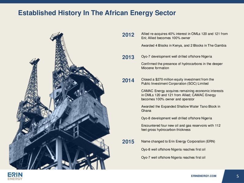 JULY 2015 INVESTOR PRESENTATION – Erin Energy Corp. – slide 4