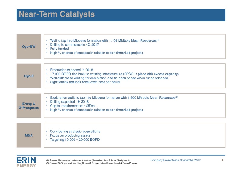 December 2017 Corporate Presentation – Erin Energy Corp. – slide 3