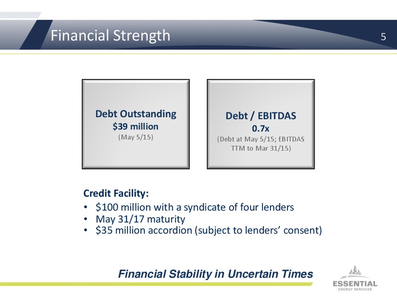 JUNE 2015 INVESTOR PRESENTATION – Essential Energy Services – slide 4