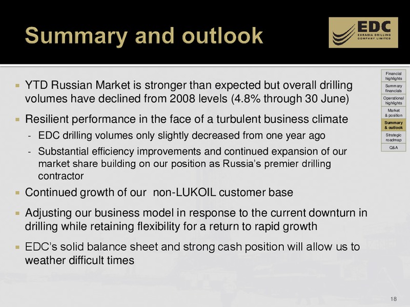 1H 2009 RESULTS – Eurasia Drilling Company Limited – slide 17
