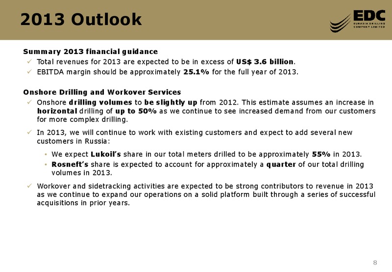 17TH ANNUAL CALGEMS GLOBAL EMERGING MARKETS 1 1 CONFERENCE BAML – Eurasia Drilling Company Limited – slide 7