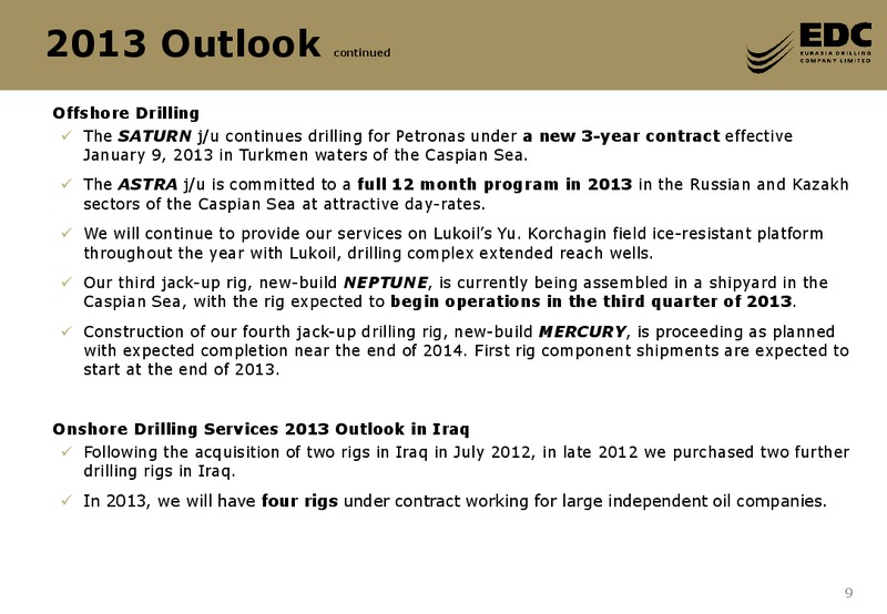 17TH ANNUAL CALGEMS GLOBAL EMERGING MARKETS 1 1 CONFERENCE BAML – Eurasia Drilling Company Limited – slide 8
