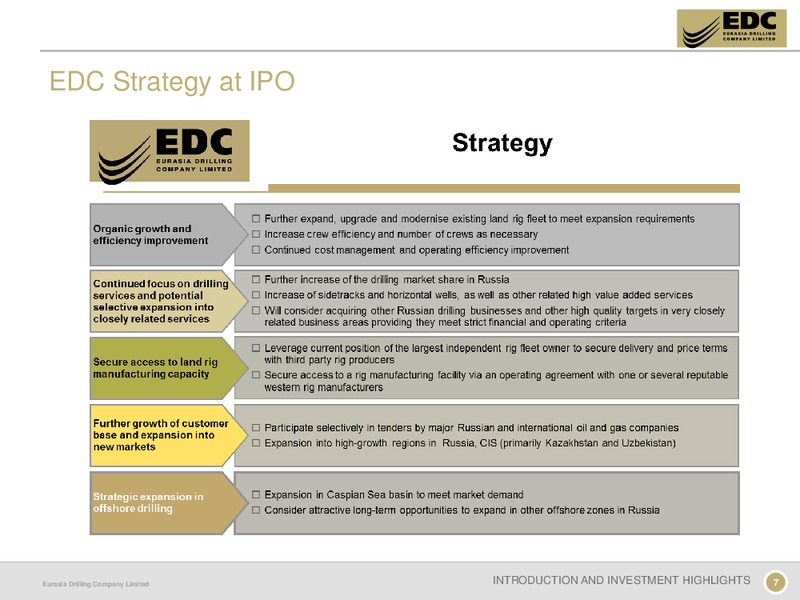 CAPITAL MARKETS DAY – Eurasia Drilling Company Limited – slide 6