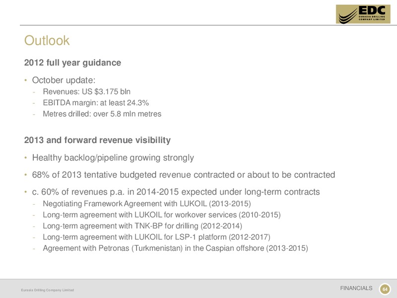 CAPITAL MARKETS DAY – Eurasia Drilling Company Limited – slide 63