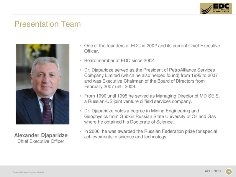 CAPITAL MARKETS DAY – Eurasia Drilling Company Limited – slide 70