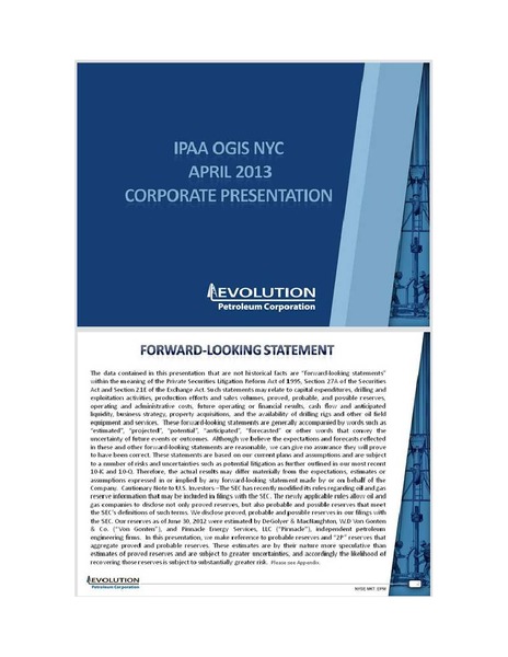 IPAA OGIS NYC – Evolution Petroleum Corp. – slide 1