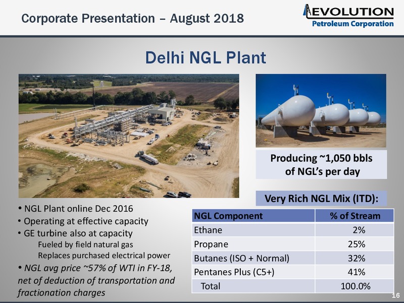 August 2018 Enercom Conference – Evolution Petroleum Corp. – slide 16