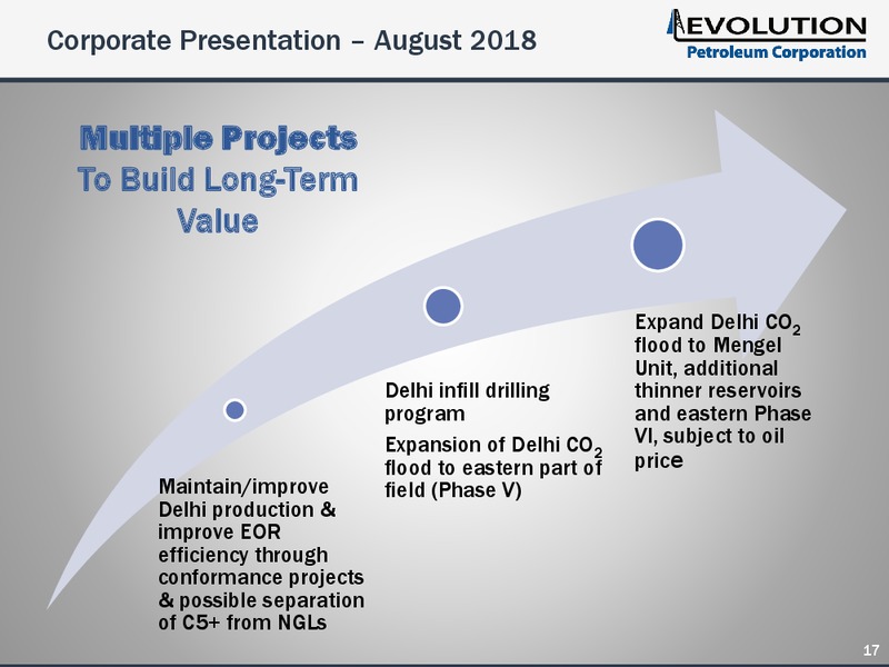 August 2018 Enercom Conference – Evolution Petroleum Corp. – slide 17
