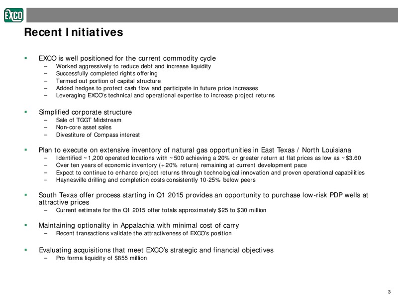 INVESTOR PRESENTATION – Exco Resources Inc. – slide 3