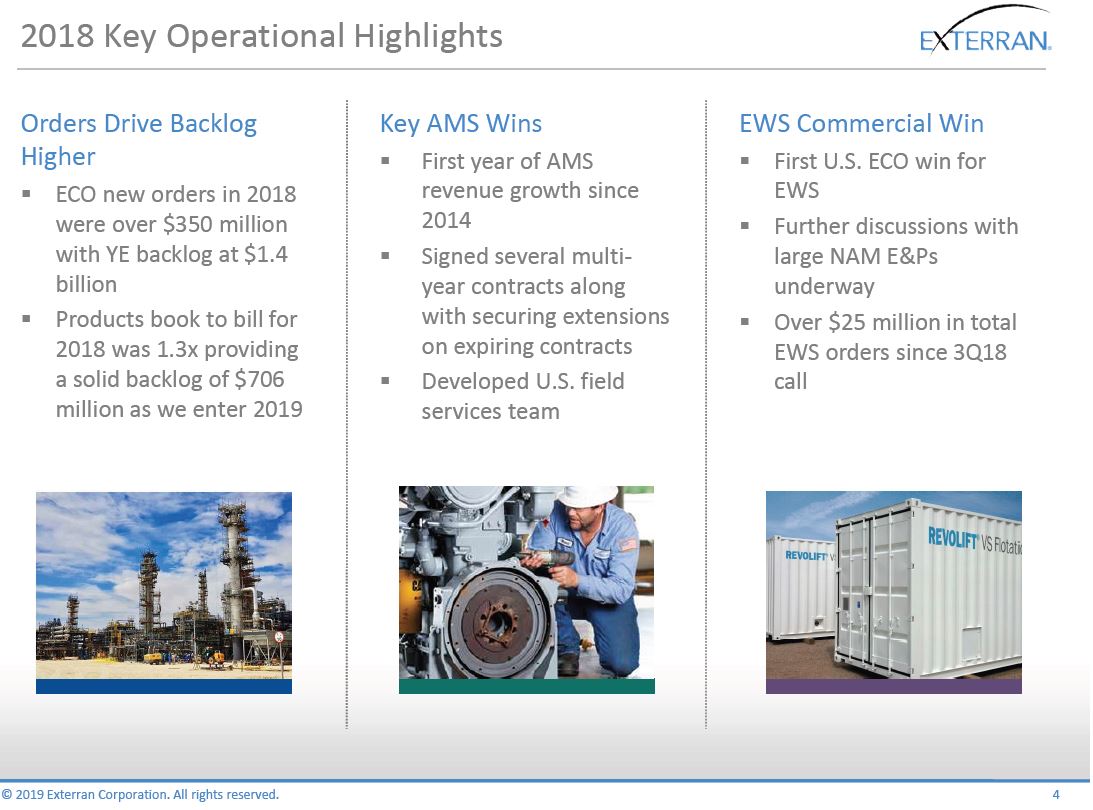 4Q 2018 Earnings Presentation – Exterran Corporation – slide 3