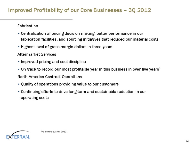 ALTACORP AND ATB ENERGY SERVICES AND INFRASTRUCTURE CONFERENCE – Exterran Holdings, Inc. – slide 14