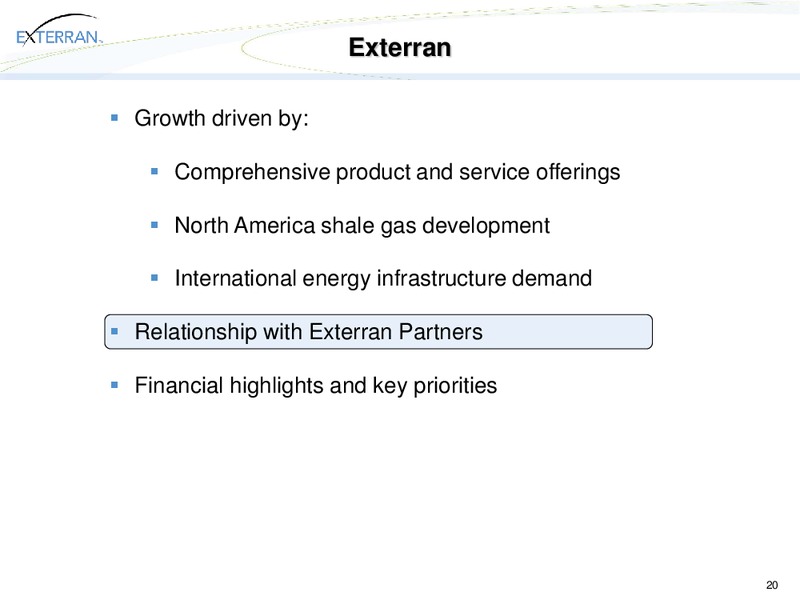 CREDIT SUISSE 2011 ENERGY SUMMIT – Exterran Partners Lp – slide 20