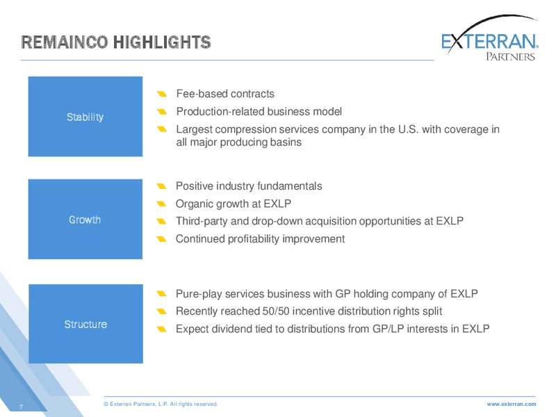 CREDIT SUISSE MLP AND ENERGY LOGISTICS CONFERENCE – Exterran Partners Lp – slide 7