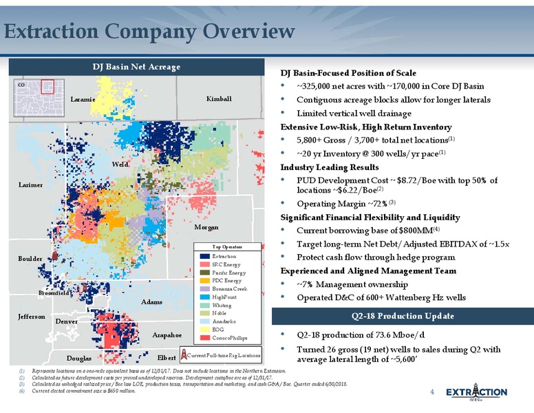 August 2018 Corporate Update – Extraction Oil and Gas – slide 3