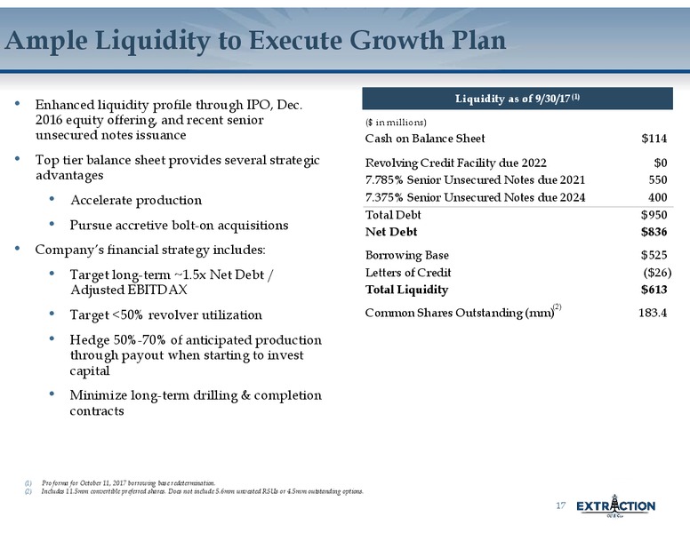 December 2017 Corporate Update – Extraction Oil and Gas – slide 16