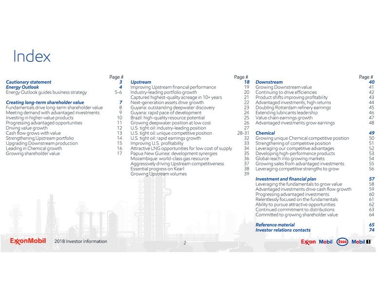 2018 Investor Information – ExxonMobil – slide 2