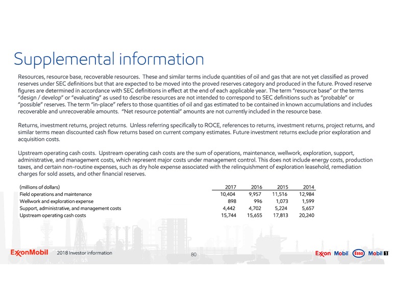 2018 Investor Information – ExxonMobil – slide 80