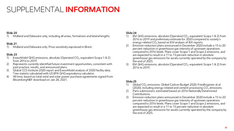 Fourth Quarter 2020 Results Presentation – ExxonMobil – slide 40