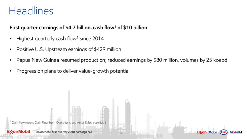 1Q 2018 Earnings Call Presentation – ExxonMobil – slide 2